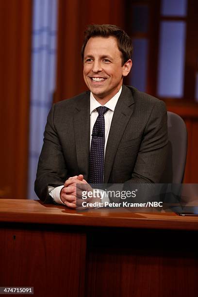 Episode 0001 -- Pictured: Host Seth Meyers on February 24, 2014 --