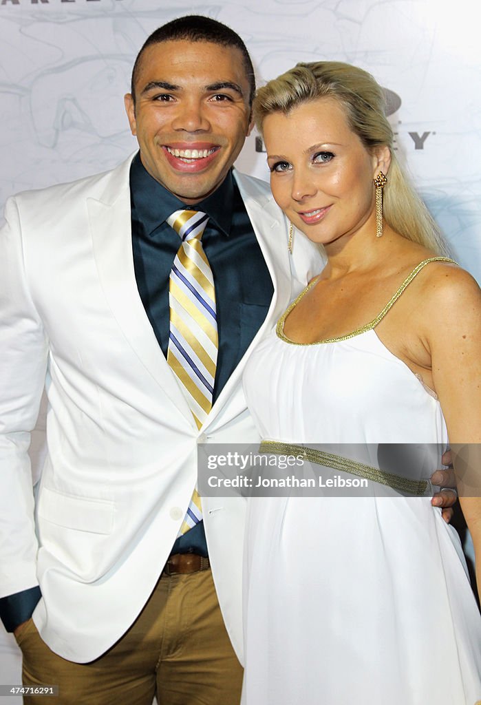 Rugby player Bryan Habana and Janine Viljoen celebrate the past