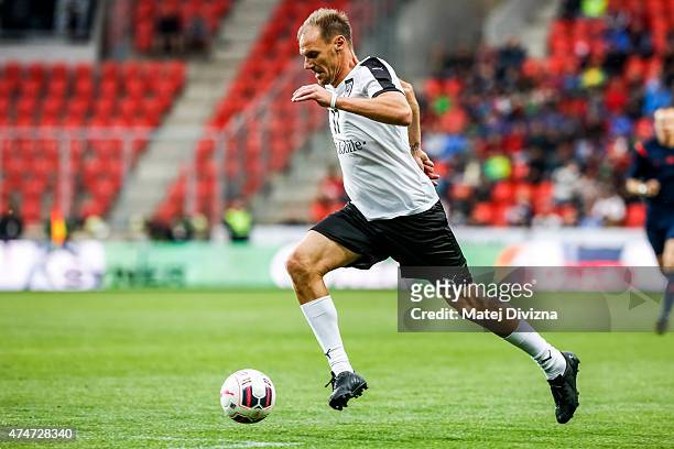 Alexander Zickler of Germany in action during legends match between Czech Republic and Germany at Eden Stadium on May 25, 2015 in Prague, Czech...