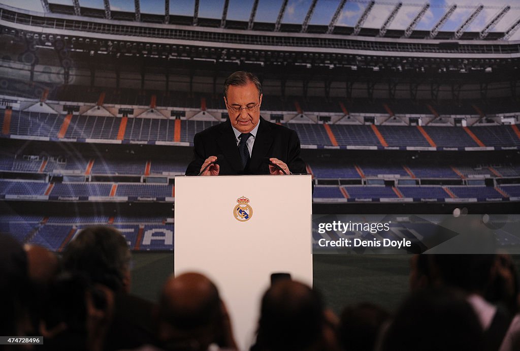 Real Madrid President Florentino Perez Holds News Conference