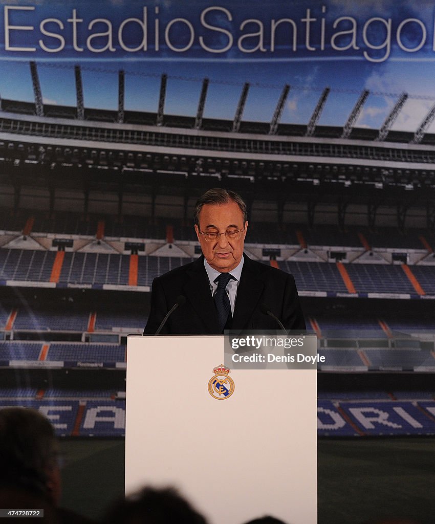 Real Madrid President Florentino Perez Holds News Conference