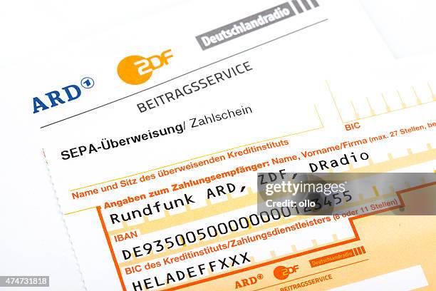 beitragsservice ard und zdf, german radio and television license - fees stock pictures, royalty-free photos & images