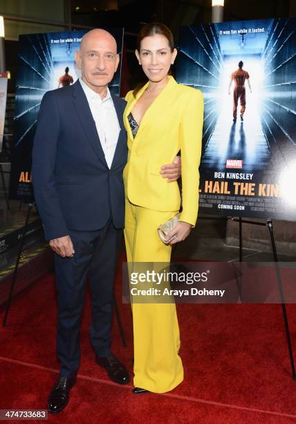 Actor Sir Ben Kingsley and actress Daniela Lavender attend Marvel One-Shot: All Hail The King Fan Event and Screening in support of Marvel's Thor:...