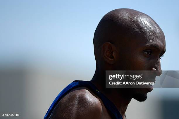 Runner Abdi Abdi Rahman prepares for the men's elite race during the Bolder Boulder. People competed in the annual 10k road race on Monday, May 25,...