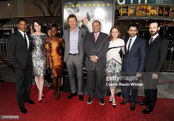 Actors Nate Parker, Michelle Dockery, Lupita Nyong'o and Liam Neeson, producer Joel Silver, actress Julianne Moore, director Jaume Collet-Serra and...