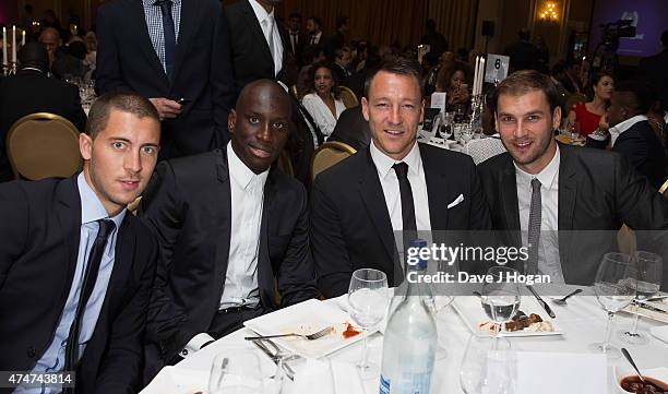 Eden Hazard, Demba Ba, John Terry and Branoslav Ivanovich at dinner at The Human Appeal Celebrity Football Gala DinnerLondon Marriott Hotel on May...