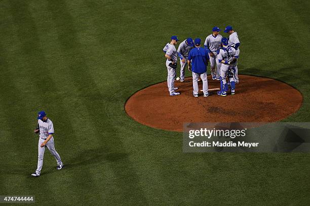 Jeff Francis of the Toronto Blue Jays is releived during the sixth inning against the Baltimore Orioles at Oriole Park at Camden Yards on May 11,...