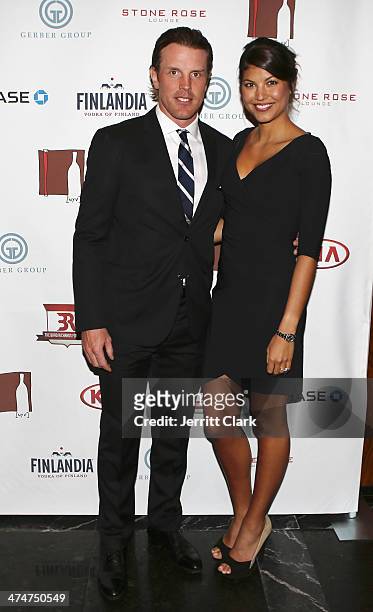 Brad Richards and Rechelle Jenkins attends the 2nd Annual Brad Richards Foundation Wines of the World at Stone Rose at the Time Warner Center on...