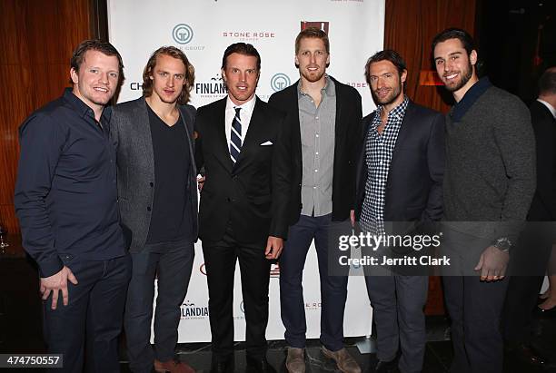 Players Derek Dorsett Carl Hagelin, Brad Richards, Marc Staal, Dominic Moore and Cam Talbot attend the 2nd Annual Brad Richards Foundation Wines of...