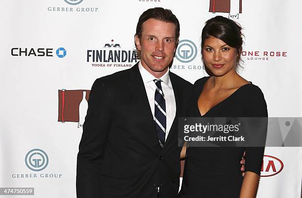 Brad Richards and Rechelle Jenkins attends the 2nd Annual Brad Richards Foundation Wines of the World at Stone Rose at the Time Warner Center on...