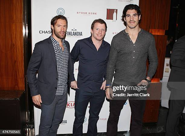 Players Dominic Moore, Derek Dorsett and Brian Boyle attend the 2nd Annual Brad Richards Foundation Wines of the World at Stone Rose at the Time...