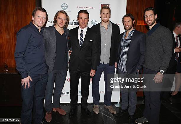 Players Derek Dorsett Carl Hagelin, Brad Richards, Marc Staal, Dominic Moore and Cam Talbot attend the 2nd Annual Brad Richards Foundation Wines of...