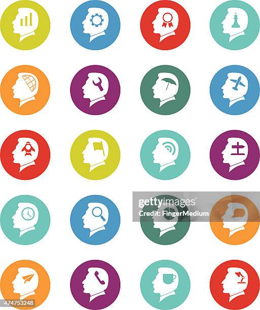 head icons set - caution flag stock illustrations