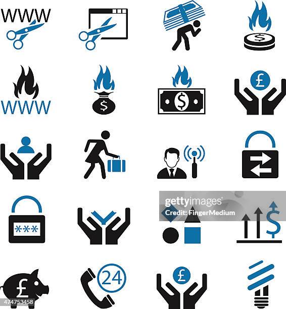 business and finance icon set - handprint vector stock illustrations