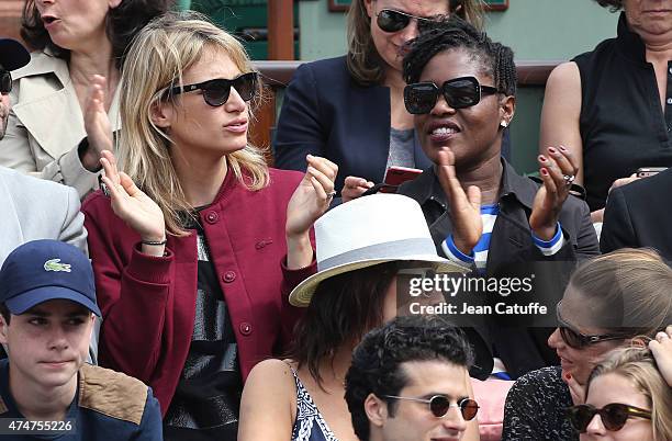 Pauline Lefevre and Claudia Tagbo attend day 2 of the French Open 2015 at Roland Garros stadium on May 25, 2015 in Paris, France.