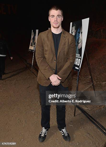 Actor Gabriel Basso attends a screening of Sundance Channel's "The Red Road" at The Bronson Caves at Griffith Park on February 24, 2014 in Los...