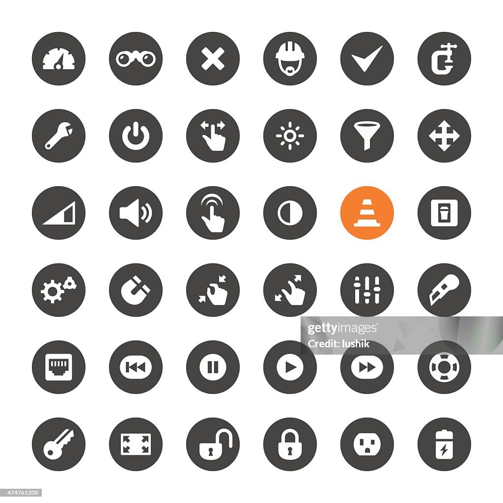 Tools, Settings and Control Panel vector icons
