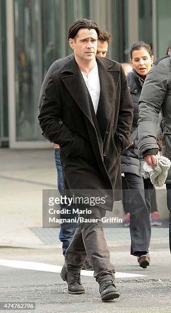 Colin Farrell is seen on the movie set of 'Winter's Tale' on December 02, 2012 in New York City.