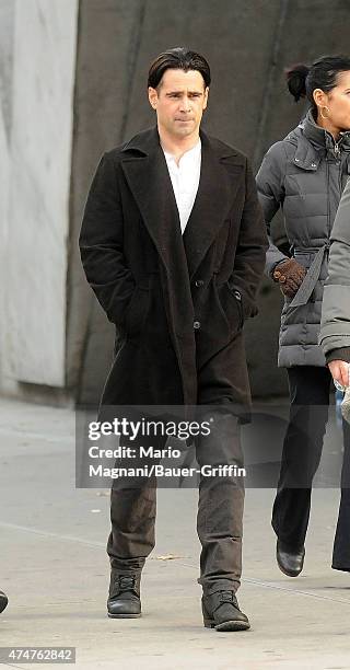 Colin Farrell is seen on the movie set of 'Winter's Tale' on December 02, 2012 in New York City.