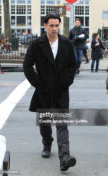 Colin Farrell is seen on the movie set of 'Winter's Tale' on December 02, 2012 in New York City.