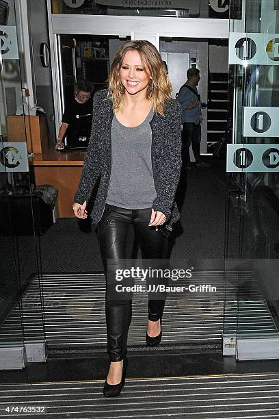 Kimberley Walsh of 'Girls Aloud's' is seen arriving at the BBC Radio 1 Studios on November 12, 2012 in London, United Kingdom.