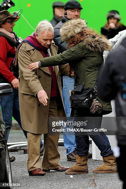 Anthony Hopkins is seen on the movie set of 'RED 2' on October 28, 2012 in London, United Kingdom.