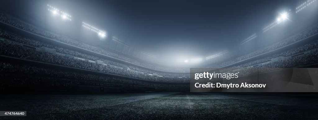 Dramatic soccer stadium panorama