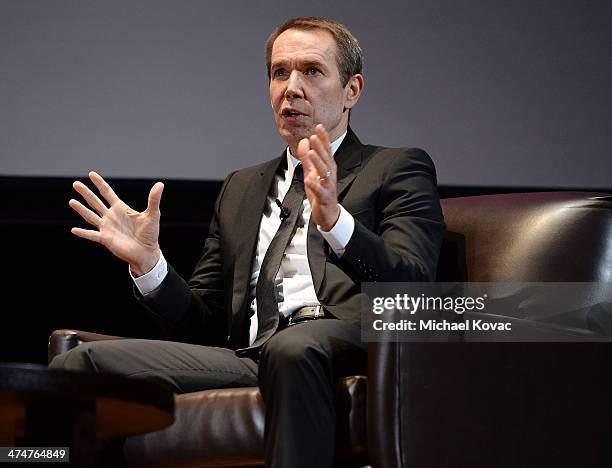 Artist Jeff Koons presents onstage at The Un-Private Collection: Jeff Koons and John Waters in Conversation at Orpheum Theatre on February 24, 2014...