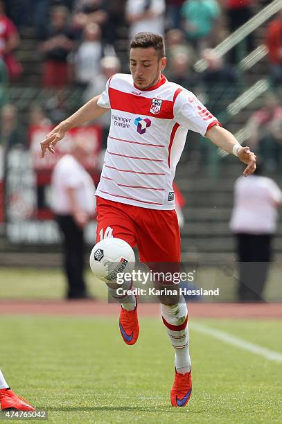 Kevin Moehwald of Erfurt during the Third League match between FC Rot Weiss Erfurt and SpVgg Unterhaching at Steigerwaldstadion on May 23, 2015 in...