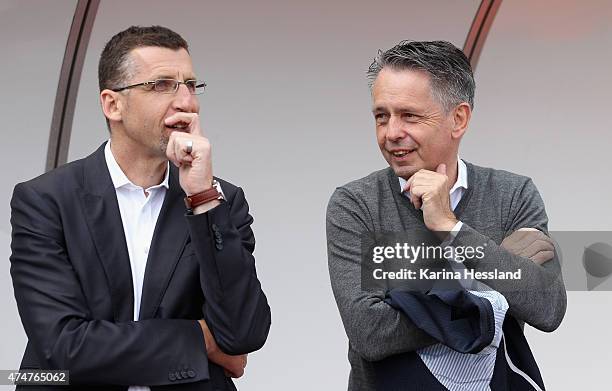 Director of Sports Alfred Hoertnagl and President Rolf Rombach of Erfurt during the Third League match between FC Rot Weiss Erfurt and SpVgg...
