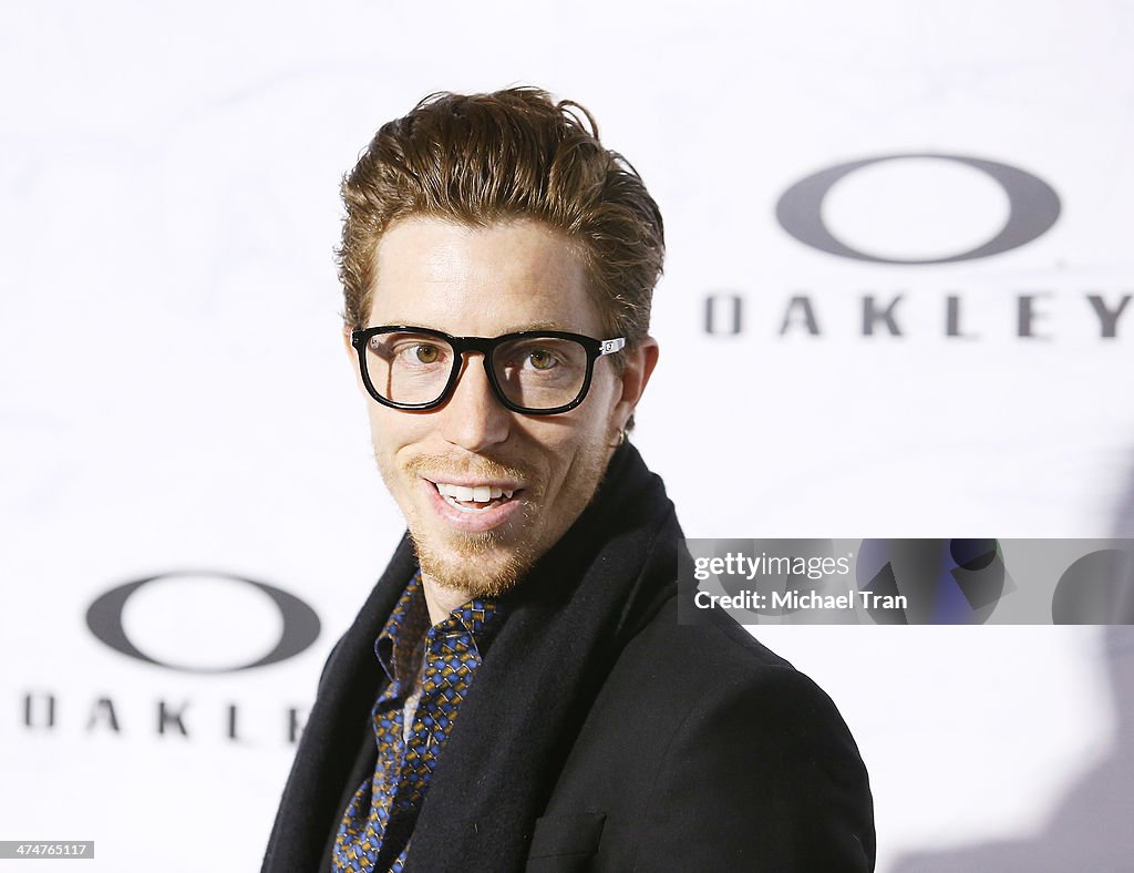 Shaun White arrives at Oakley's "Disruptive by Design" launch event