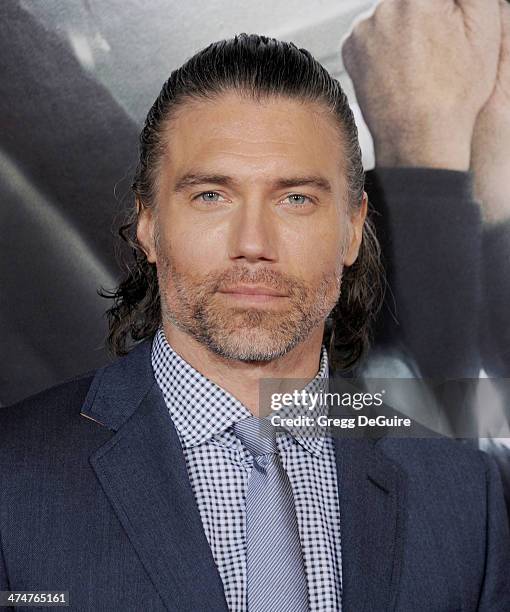 Actor Anson Mount arrives at the Los Angeles premiere of "Non-Stop" at Regency Village Theatre on February 24, 2014 in Westwood, California.