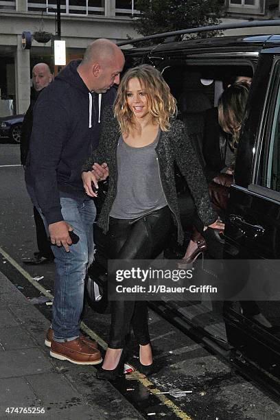 Kimberley Walsh of 'Girls Aloud's' is seen arriving at the BBC Radio 1 Studios on November 12, 2012 in London, United Kingdom.