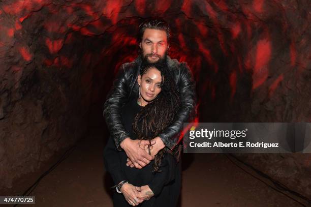 Actors Lisa Bonet and Jason Momoa attend a screening of Sundance Channel's "The Red Road" at The Bronson Caves at Griffith Park on February 24, 2014...