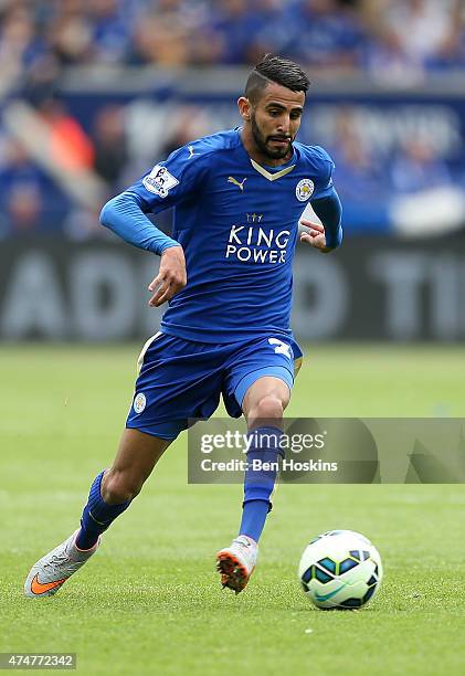Riyad Mahrez of Leicester in action during the Premier League match between Leicester City and Queens Park Rangers at The King Power Stadium on May...