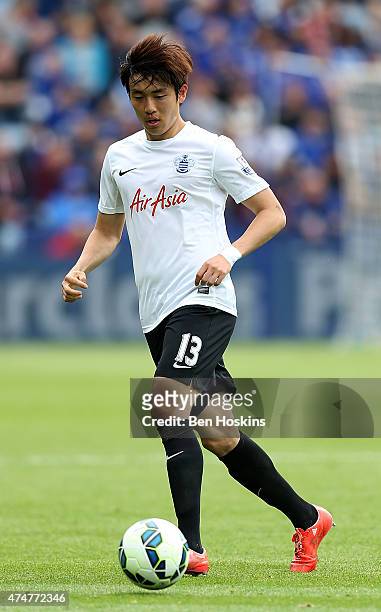 Suk-Young Yun of QPR in action during the Premier League match between Leicester City and Queens Park Rangers at The King Power Stadium on May 24,...