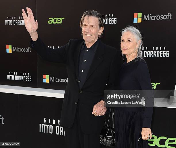 Actor Leonard Nimoy and wife Susan Bay attend the premiere of "Star Trek Into Darkness" at Dolby Theatre on May 14, 2013 in Hollywood, California.