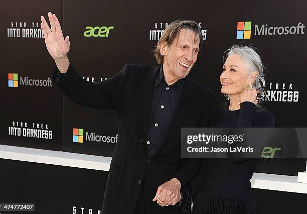 Actor Leonard Nimoy and wife Susan Bay attend the premiere of "Star Trek Into Darkness" at Dolby Theatre on May 14, 2013 in Hollywood, California.