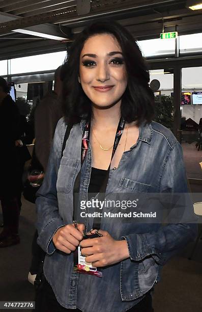 Stephanie Nonoshita of Genealogy from Armenia poses in the backstage area poses in the backstage area during the final of the Eurovision Song Contest...