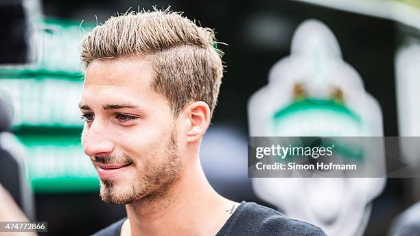 Goalkeeper Kevin Trapp of Eintracht Frankfurt attends the DFB Ehrenrunde Kick-Off event on May 26, 2015 in Frankfurt am Main, Germany.