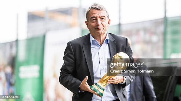 President Wolfgang Niersbach arrives prior to the DFB Ehrenrunde Kick-Off event on May 26, 2015 in Frankfurt am Main, Germany.