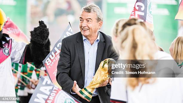 President Wolfgang Niersbach arrives prior to the DFB Ehrenrunde Kick-Off event on May 26, 2015 in Frankfurt am Main, Germany.