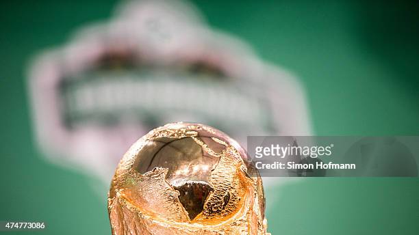 General view of the FIFA world cup winners' trophy during the DFB Ehrenrunde Kick-Off event on May 26, 2015 in Frankfurt am Main, Germany.
