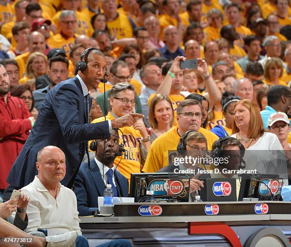 Colour Commentators Color Commentators Reggie Miller,Chris Webber,Marv Albert look on ...