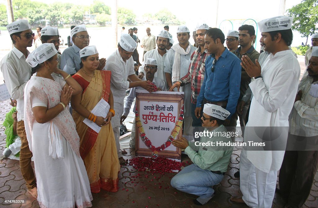 AAP Protest Against One Year Of NDA Rule