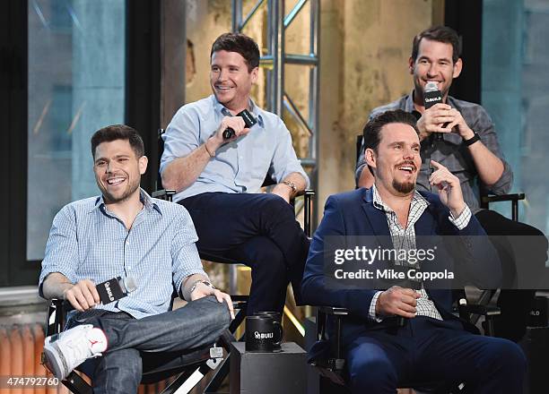 Kevin Connolly and writer Doug Ellin, actors Jerry Ferrara and Kevin Dillon attend AOL BUILD Speaker Series: The Cast Of Film "Entourage" at AOL...