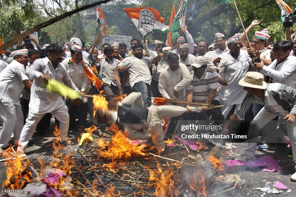 Congress Protest Against One Year Of NDA Rule
