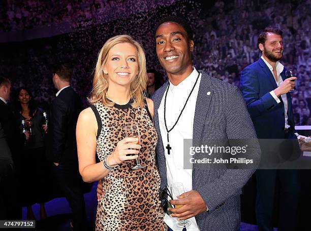 Rachel Riley and Simon Webbe at the inaugural Facebook Football Awards on May 26, 2015 in London, England.