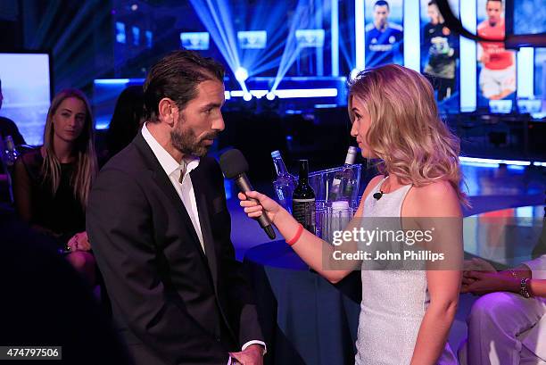 Robert Pirs and Rachel Stringer at the inaugural Facebook Football Awards on May 26, 2015 in London, England.