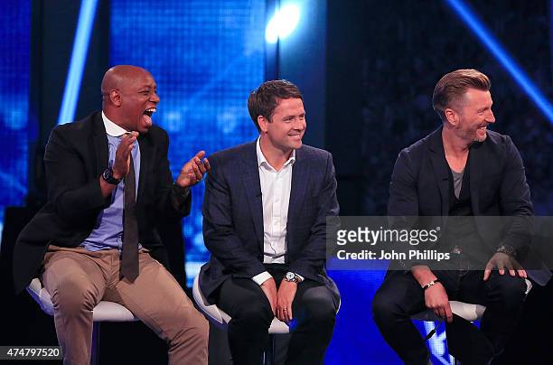 Ian Wright, Michael Owen and Robbie Savage announce the winners of the inaugural Facebook Football Awards on May 26, 2015 in London, England.